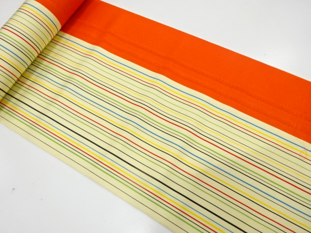 アンティーク　縞模様織り出し　八寸帯地反物